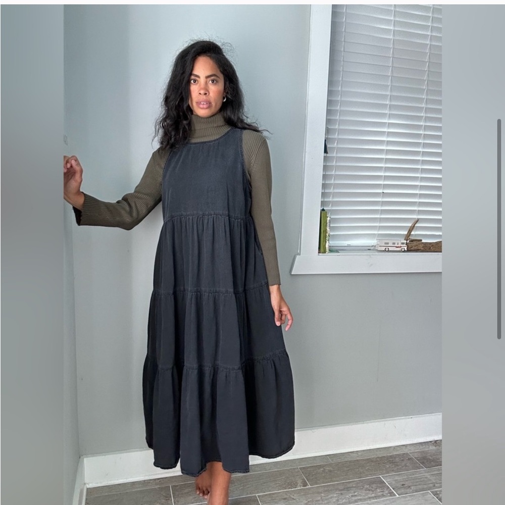 ASOS black denim maxi dress